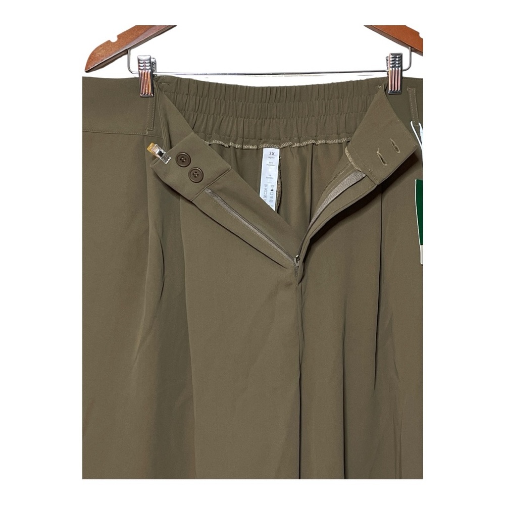HALARA High Waisted Button Zipper Side Pocket Shirred Straight Leg Work Pants - Picture 3 of 6